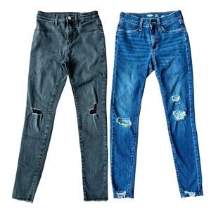 Old Navy Lot of 2 Girls 14 Ballerina Jeggings Torn Blue Gray